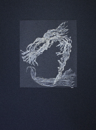 Heidrun Wettengl, Inside, Kozofaser auf Papier, 100x70 cm, 2016